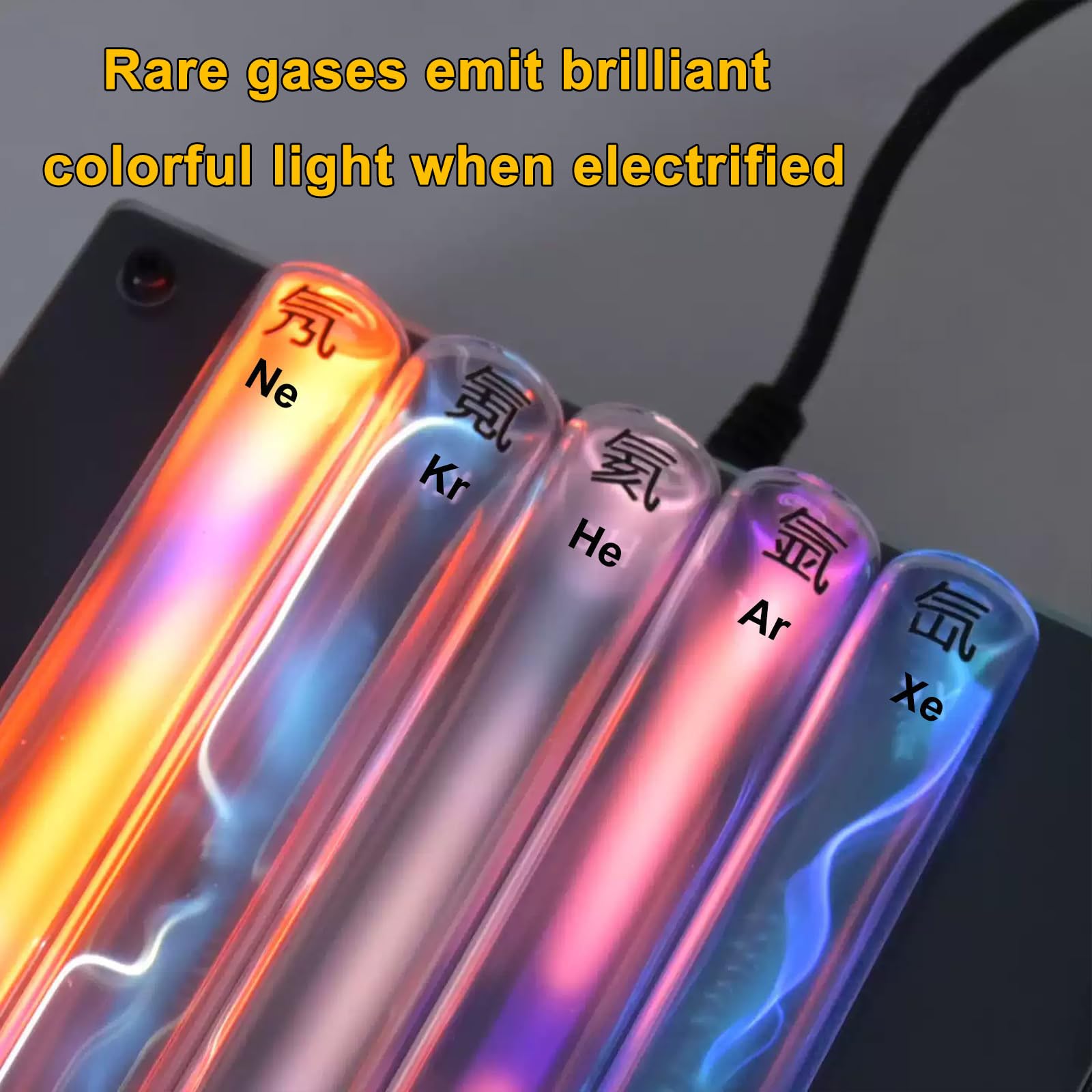 Tubo de gas de plasma, lámpara brillante de neón/criptón/helio/argón/xenón para educación científica, demostraciones de laboratorio, decoraciones de fiesta, regalo único de ciencia
