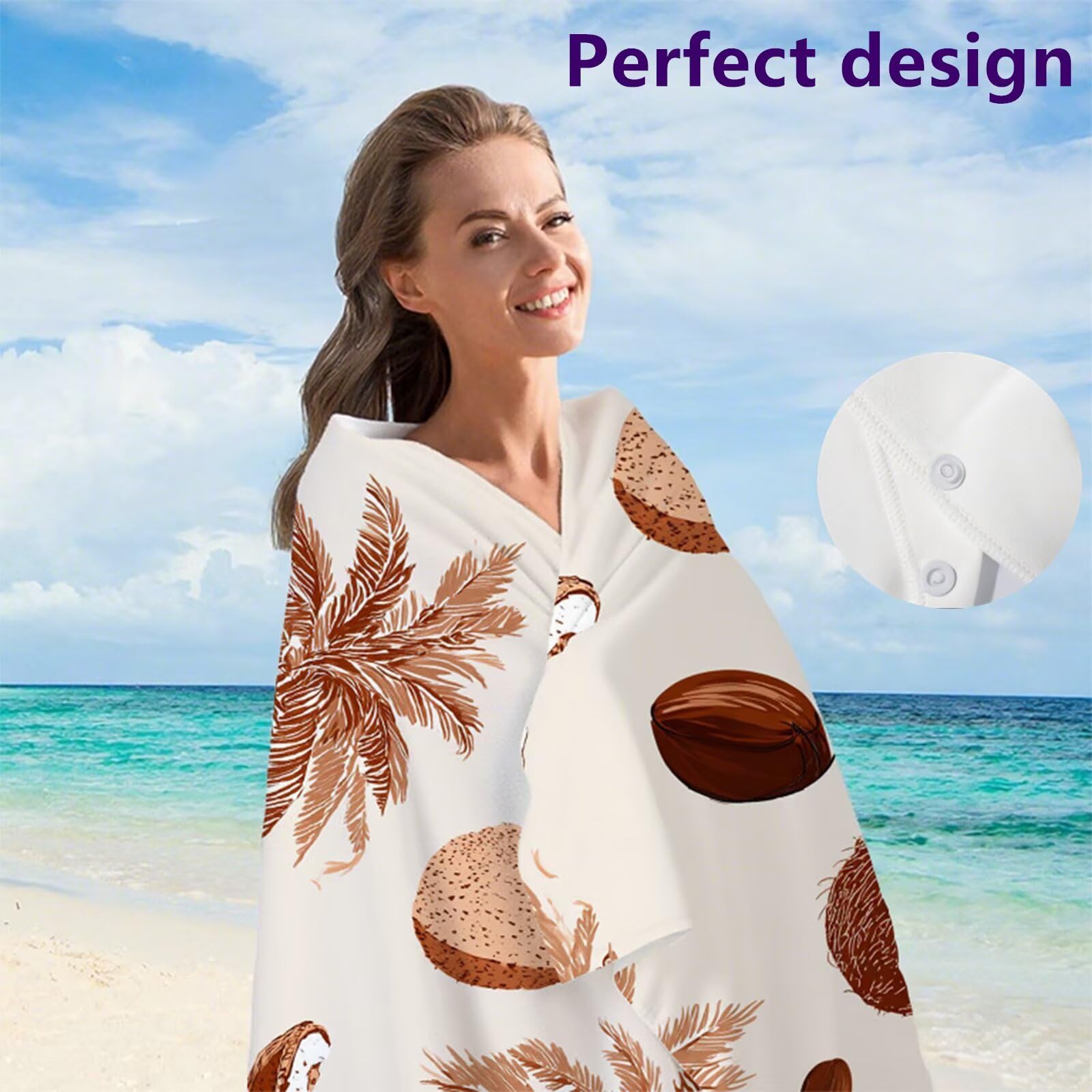 Toalla de Playa Microfibra 90x200 cm Toallas Baño Grandes, Toalla Playa Sin Arena, Absorbente Ligera Secado Rápido Toalla Gimnasio, con Bolsa para Yoga Viajes Gimnasio y Deportes( Plantas Té) G1-1190