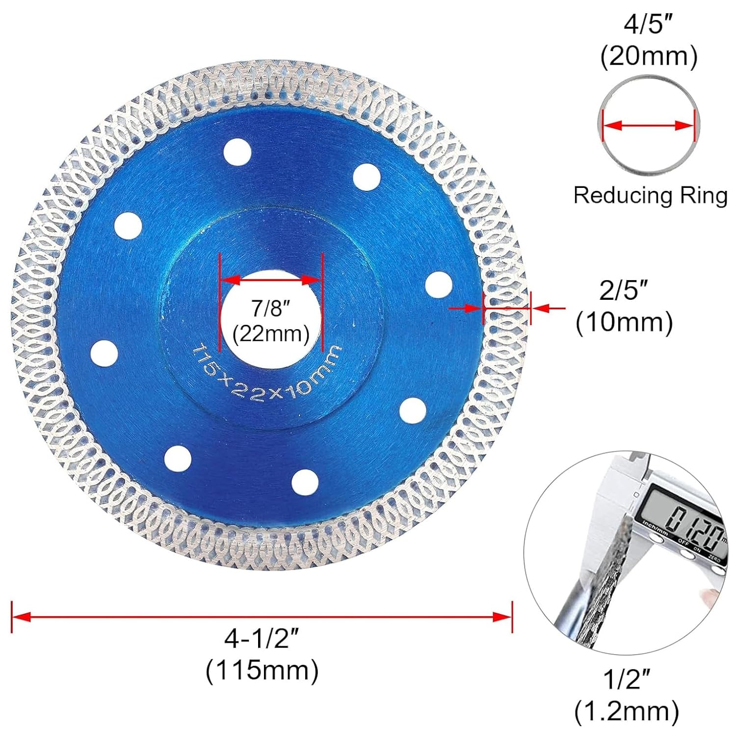 4-1/2" Diamond Saw Blade, X-Teeth Diamond Blade for Porcelain, Tile, Brick, Granite and Concrete (4.5"-3pcs)
