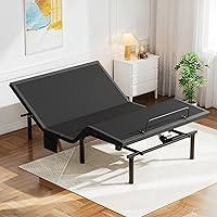 Vista 10 de Pipishell - Base de cama ajustable tamaño Queen con masaje, base de cama eléctrica con inclinación de la cabecera y las patas, puertos USB-A