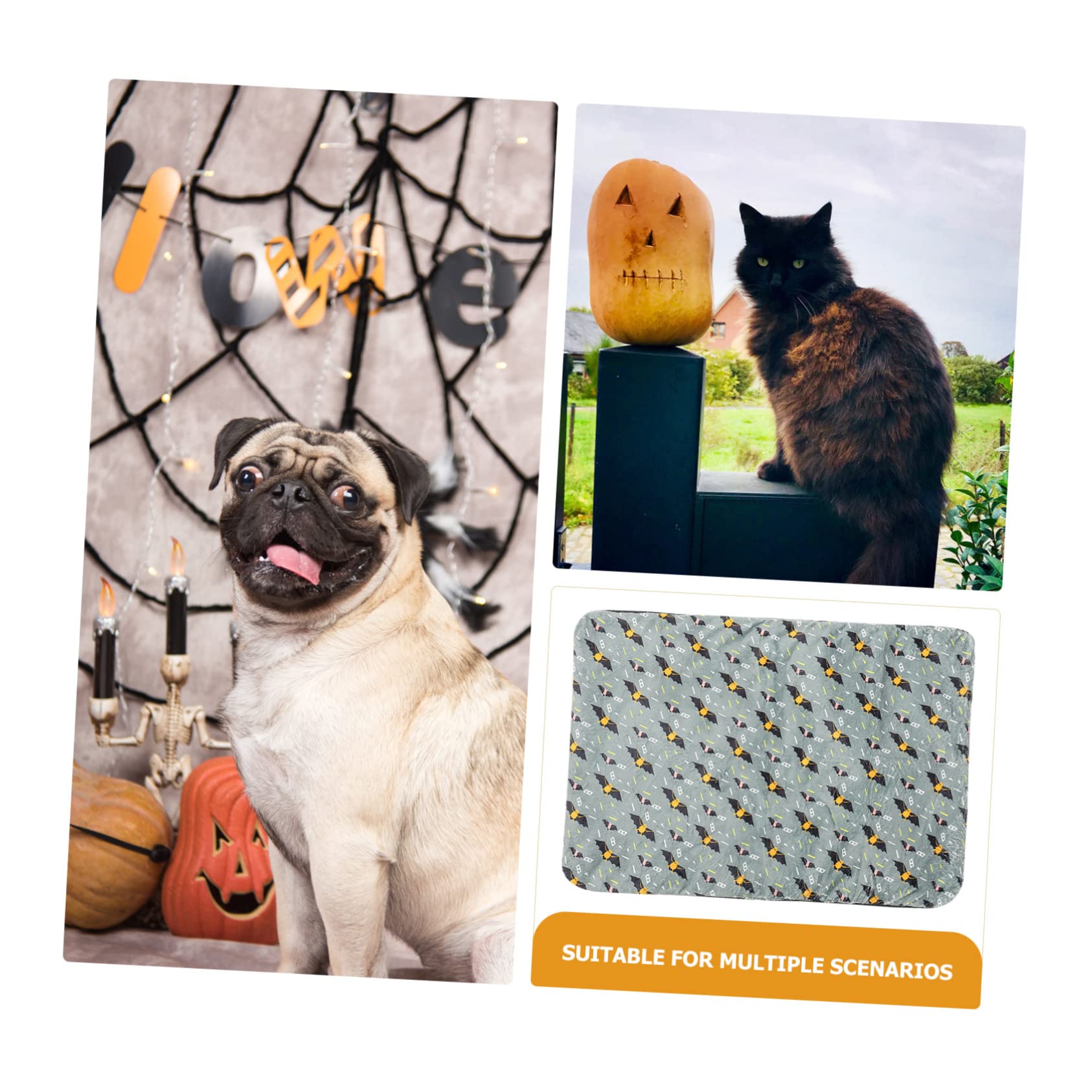 Selbstwärmendes Katzenbett aus Hochwertigem Bequeme Beheizte Katzenmatte Selbstwärmendes Katzenkissen mit Halloween-Motiv für Erholsamen Schlaf