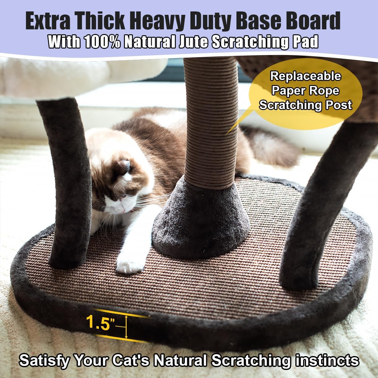 Catry Blossom 59" Flower Cat Tree with Replaceable Flower Perches and Scratching Posts, Handwoven Baskets with Washable Beds, Durable Iron Frame for Large & Multi-Cat Homes