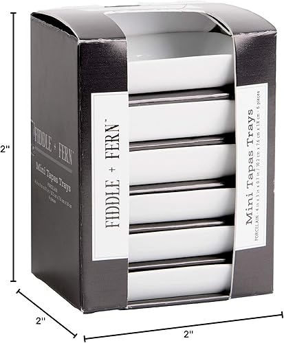 Miniatura 3 de Home Essentials 15243 Fiddle and Fern - Juego de 6 platos rectangulares para tapas, color blanco