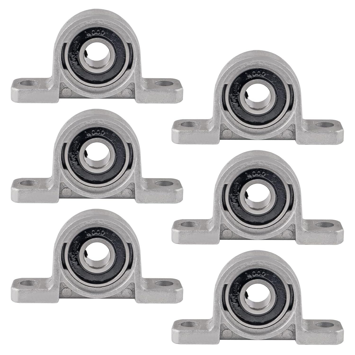 6PCS KP000 (KP10) 10mm Pillow Block Bearings Mounted Flange Self Aligning 10mm Bore Zinc Aluminum Alloy Support for Diameter 0.39" Linear Shaft Rod