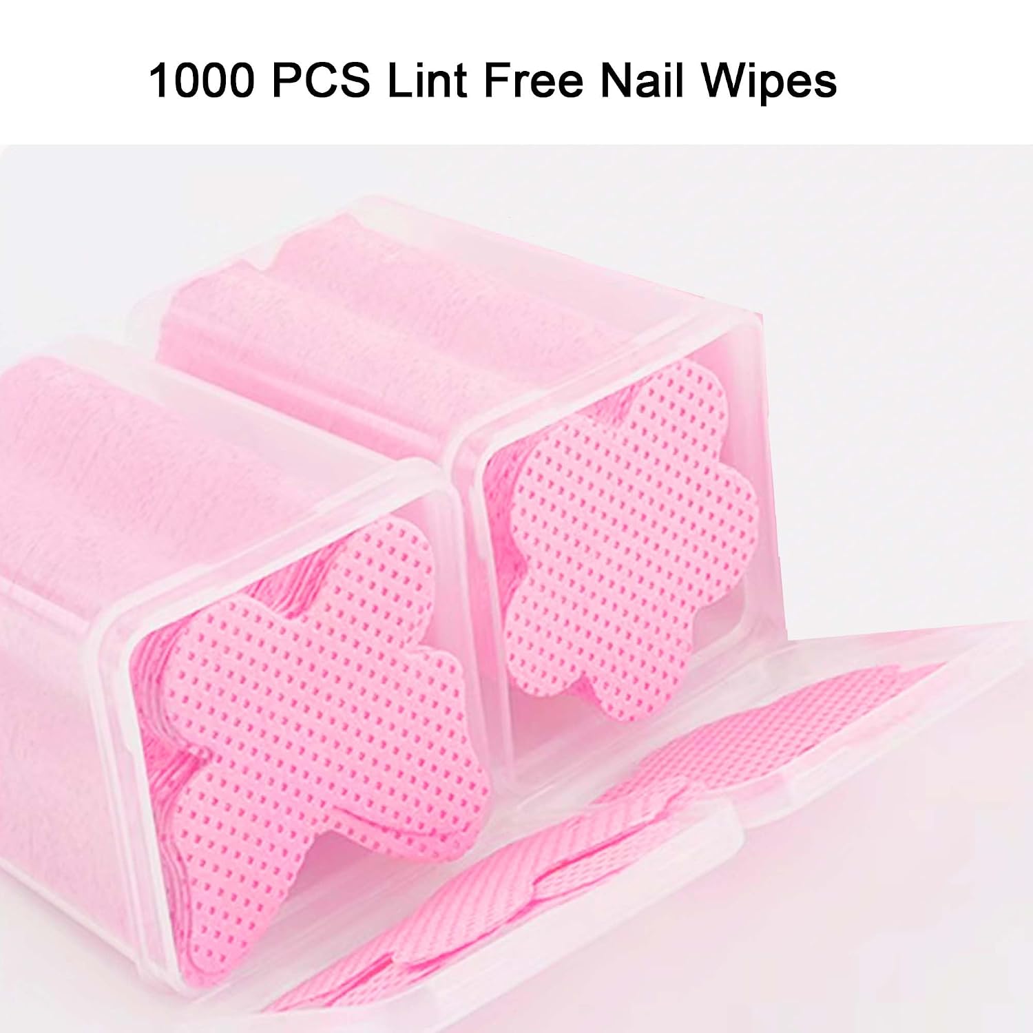 Lint Free Nail Wipes, 1000 PCS Nail Polish Remover Wipes for Lash Extension Supplies, Eyelash Extension Glue Wipes Lint Free Lash Glue Cleaning Pads for Gel Nail Polish Remover, Pink