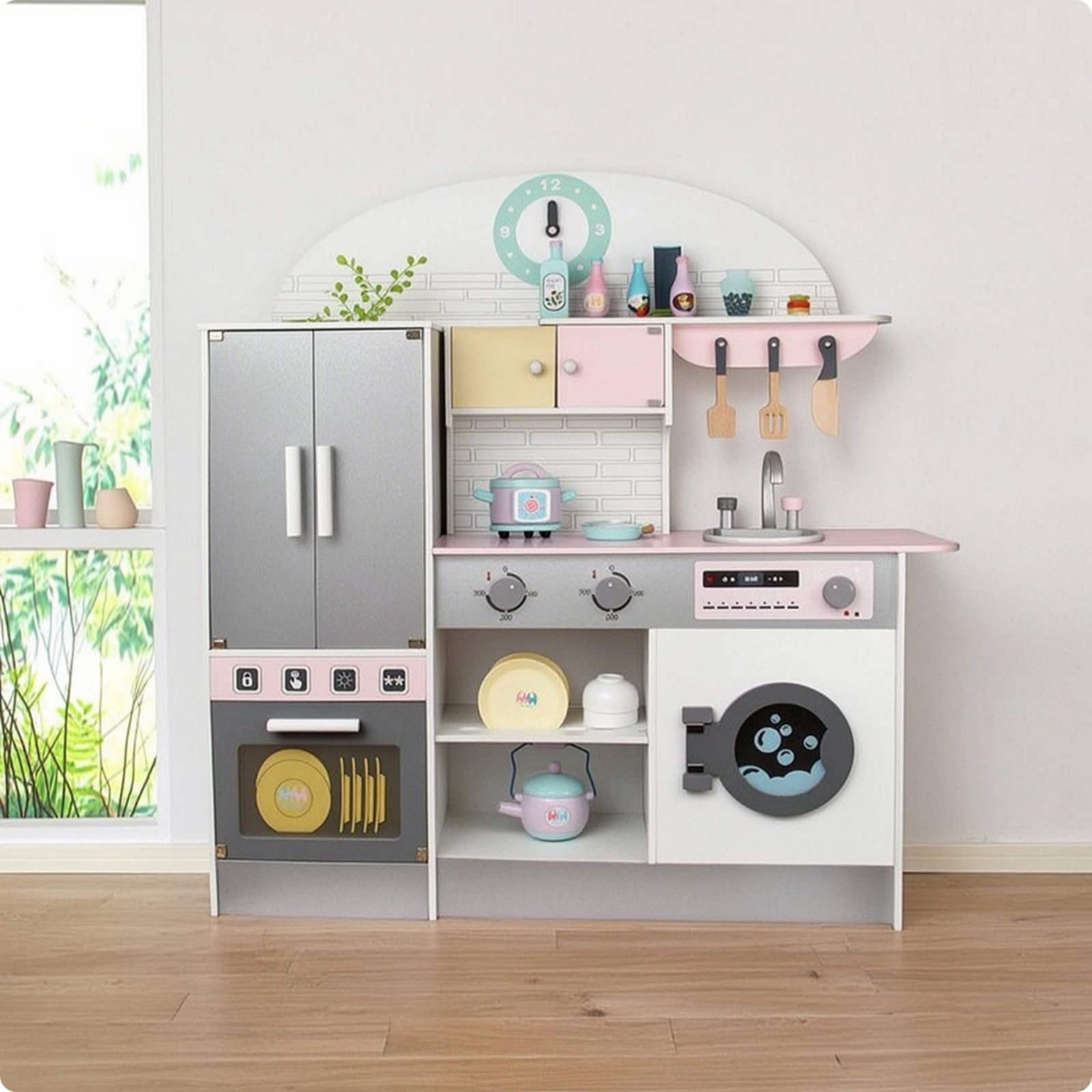 Cuisine en Bois Grand Dinette en Bois Éducatif Jeu D'imitation pour Tout-Petits