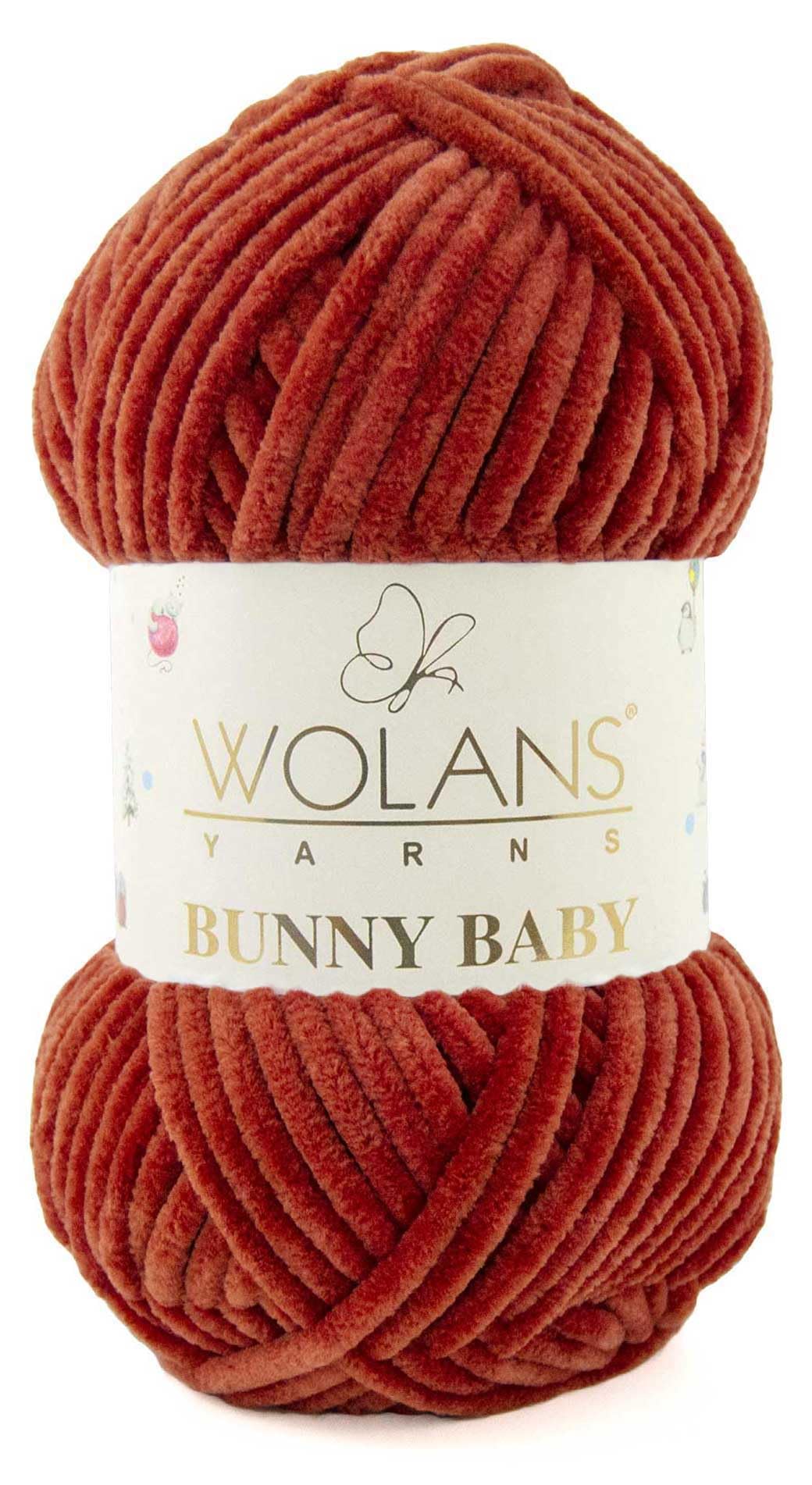 Wolans Bunny Baby Chenille Style Yarn Wool 70 Colours Available 100g Balls (Tettacotta Col 27)