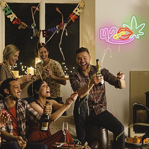 Miniatura 5 de NOSUN Letrero de neón con hojas de neón para decoración de pared con luces regulables, letreros LED para dormitorio, pared, sala de juegos, cerveza,