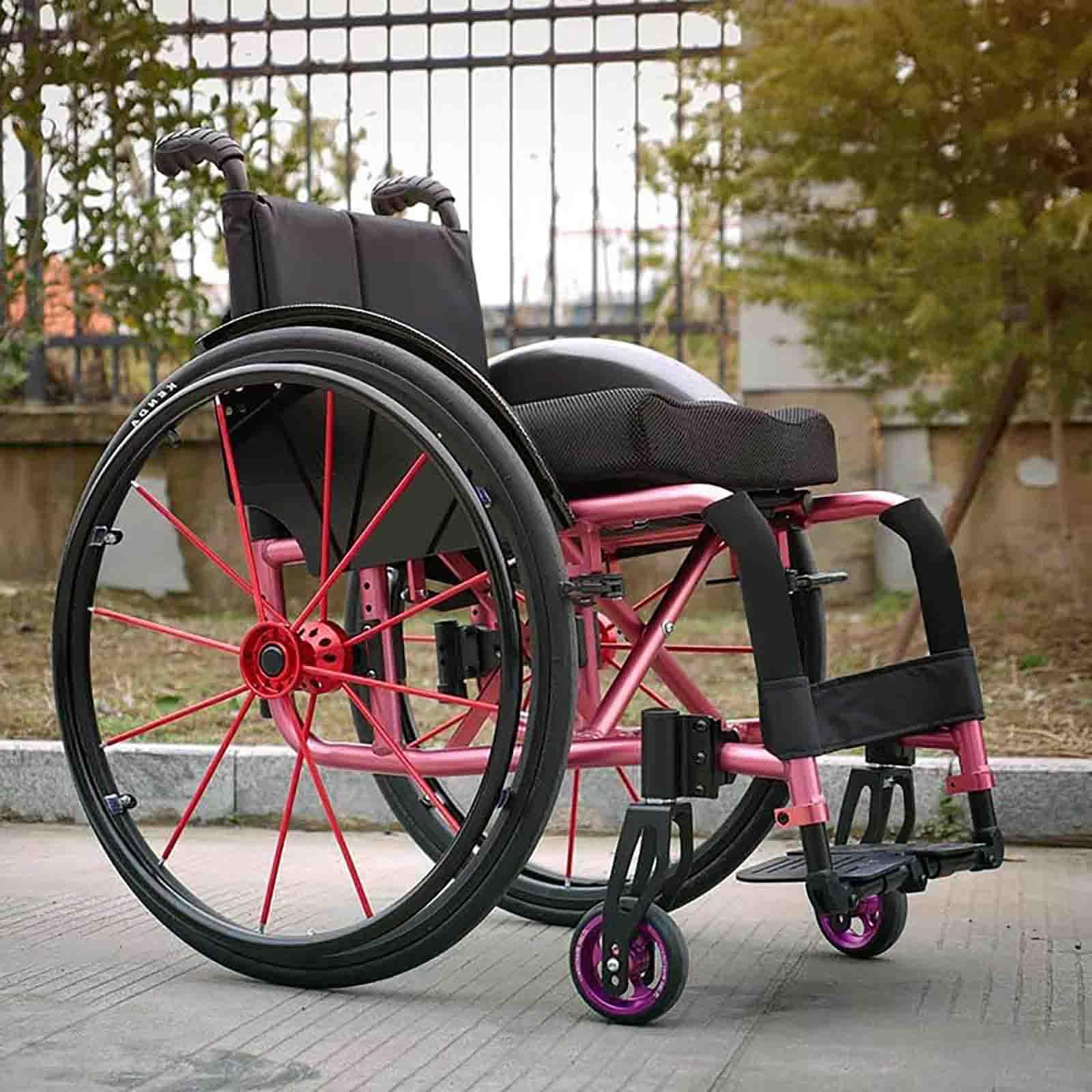Silla de ruedas deportivas ligera,Plegable All-Terrain Ultra, Sillas de ruedas manuales autopropulsadas,Ruedas traseras de liberación rápida para adultos(Blue,36cm/14.2in)