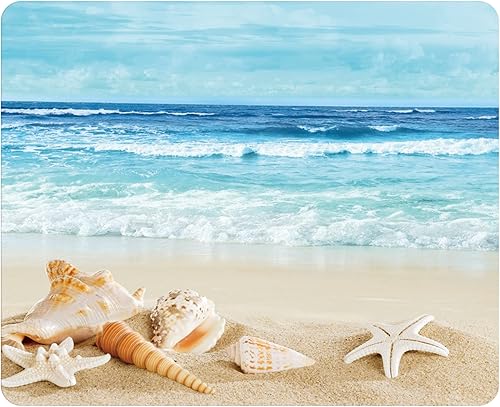 Alfombrilla para mouse, base de goma antideslizante, alfombrilla cuadrada para mouse para oficina, juegos, laptop, computadora (01 playa)