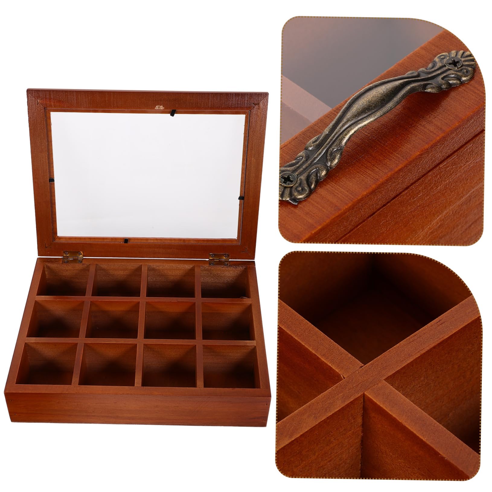 Teebeutelhalter Aus Holz Und Acryl 12 Fächer Für Haushalt Kompakte Aufbewahrungsbox Mit Transparentem Deckel Teebeutel Organizer Für Küche Und Reisen