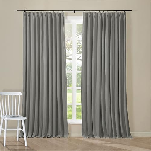 Drapifytex Cortina plisada para ventana de 108 pulgadas de largo con forro de color sólido 56 pulgadas de ancho algodón purificado texturizado