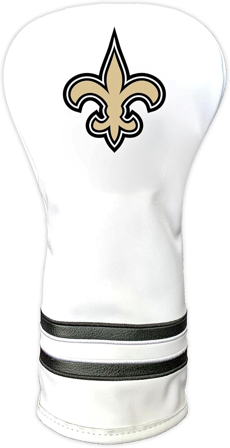 Team Golf NFL New Orleans Saints White Vintage Driver Head Cover White Vintage Driver Golf Club Headcover, Form Fitting Design, Retro Design
