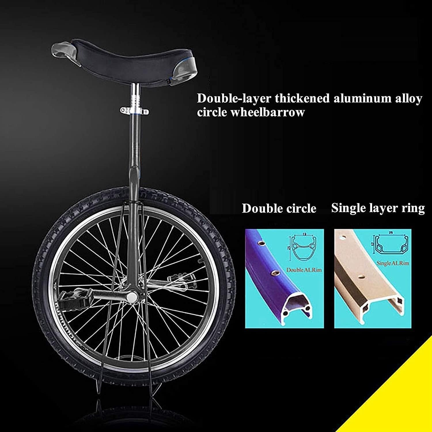 20" Adult Unicycle for Beginners, Comfortable Ergonomic Saddle, Manganese Steel Frame, Fitness & Travel Bike