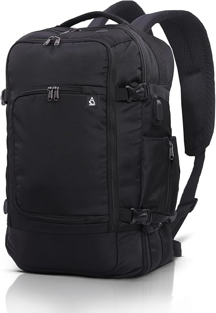 Aerolite 55x35x20cm 39L Hand Cabin Luggage Backpack with YKK Zippers, Fits 15 Laptop, Carry On Rucksack Satchel Holdall Travel Daypack Flight Bag, 55x35x20, Black