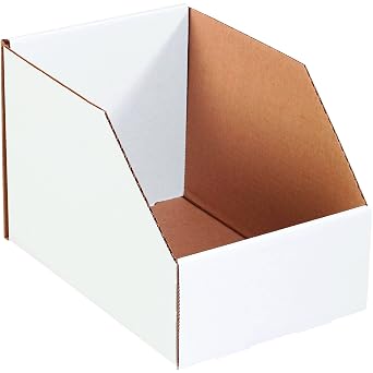 Tape Logic TLBINJ8128 Jumbo Open Top Bin Boxes, 8" x 12" x 8", White Pack of 25