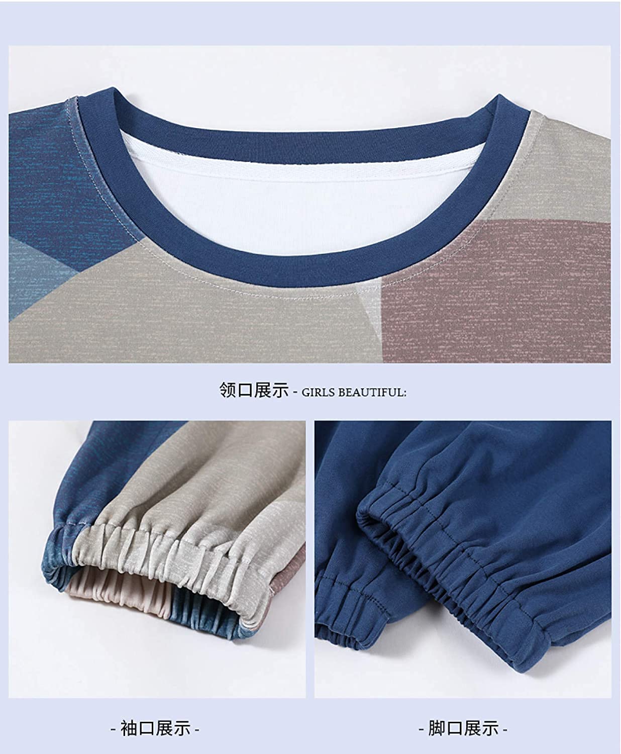 Pijamas para Damas, Conjuntos de Pijamas para Mujer Otoño con algodón de Invierno Cómodo camisón para niña Ropa de Dormir Pijama para el hogar para Dama Caliente Camisones,B,XXL