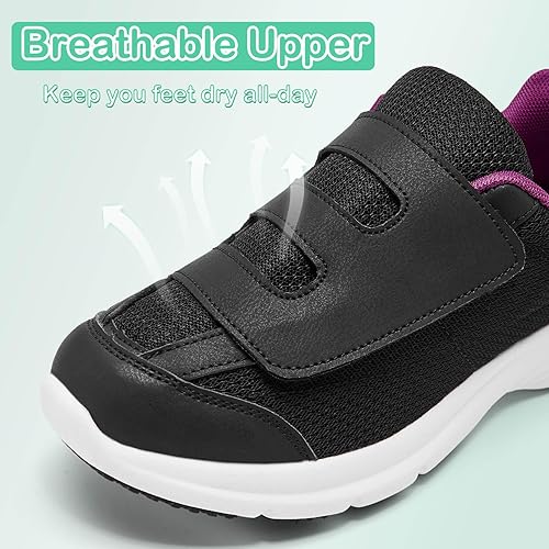 Miniatura 5 de alcubieree Zapatos para diabéticos para mujer, de ancho extraancho, ortopédicos, con cierre ajustable, para pies hinchados, edema, ligeros,