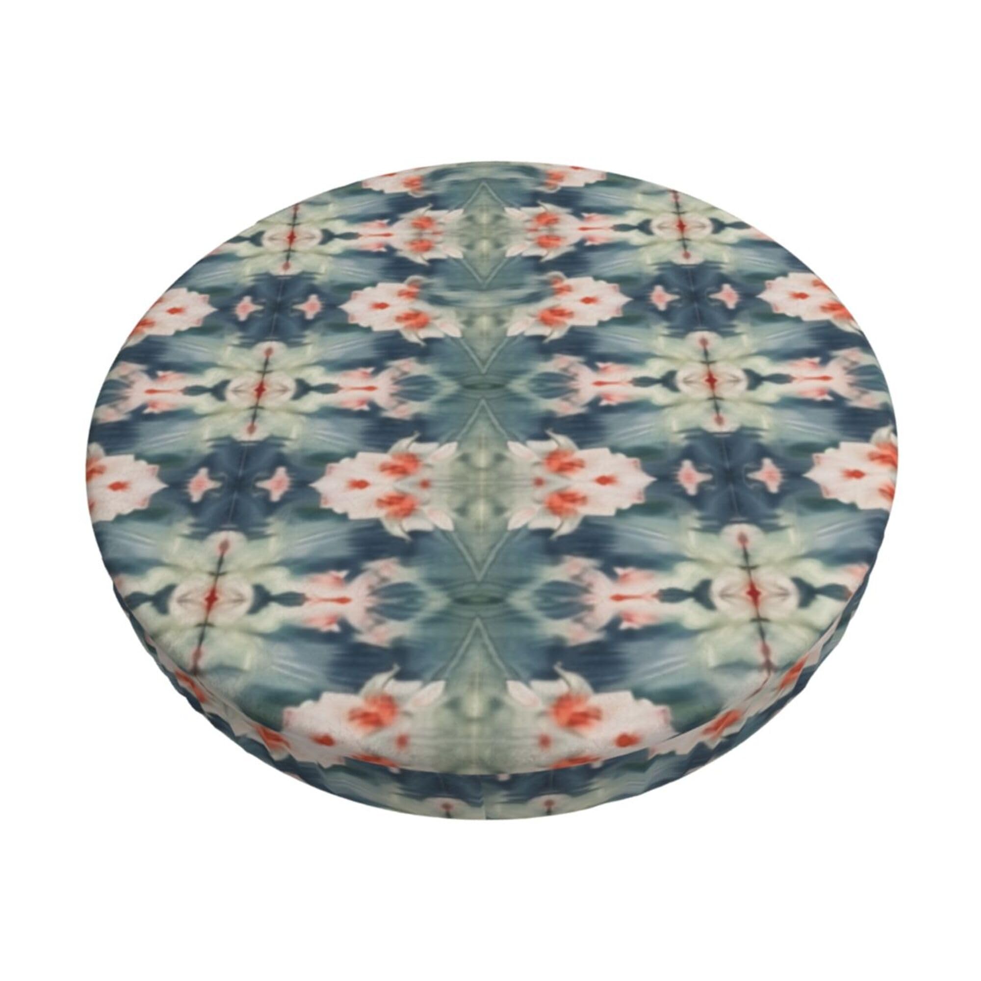 Velvet Round Stool Covers, 3 Layers Bar Stool Covers with Thin Pad, Abstract Blossom Bar Stool Covers Round Stretchy Padded Stool Covers Round for 12-14" Round Barstool