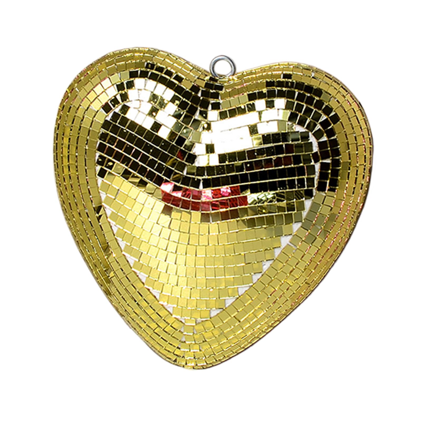 Woedpez Reflective Disco Heart Glass Ornament Home Decoration for Ceiling Display Wedding Party Centerpices Contemporary Glass Home Addition