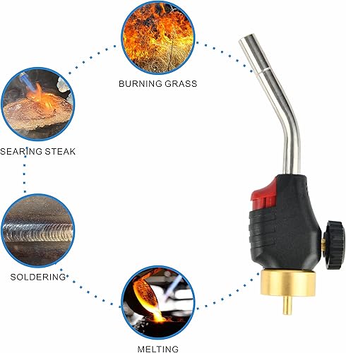 Miniatura 3 de CAMPFIRE Antorcha de Propano de Arranque por Gatillo para Soldadura con Gas, Cabeza de Antorcha de Gas MAPP de Alta Intensidad, Llama Ajustable para
