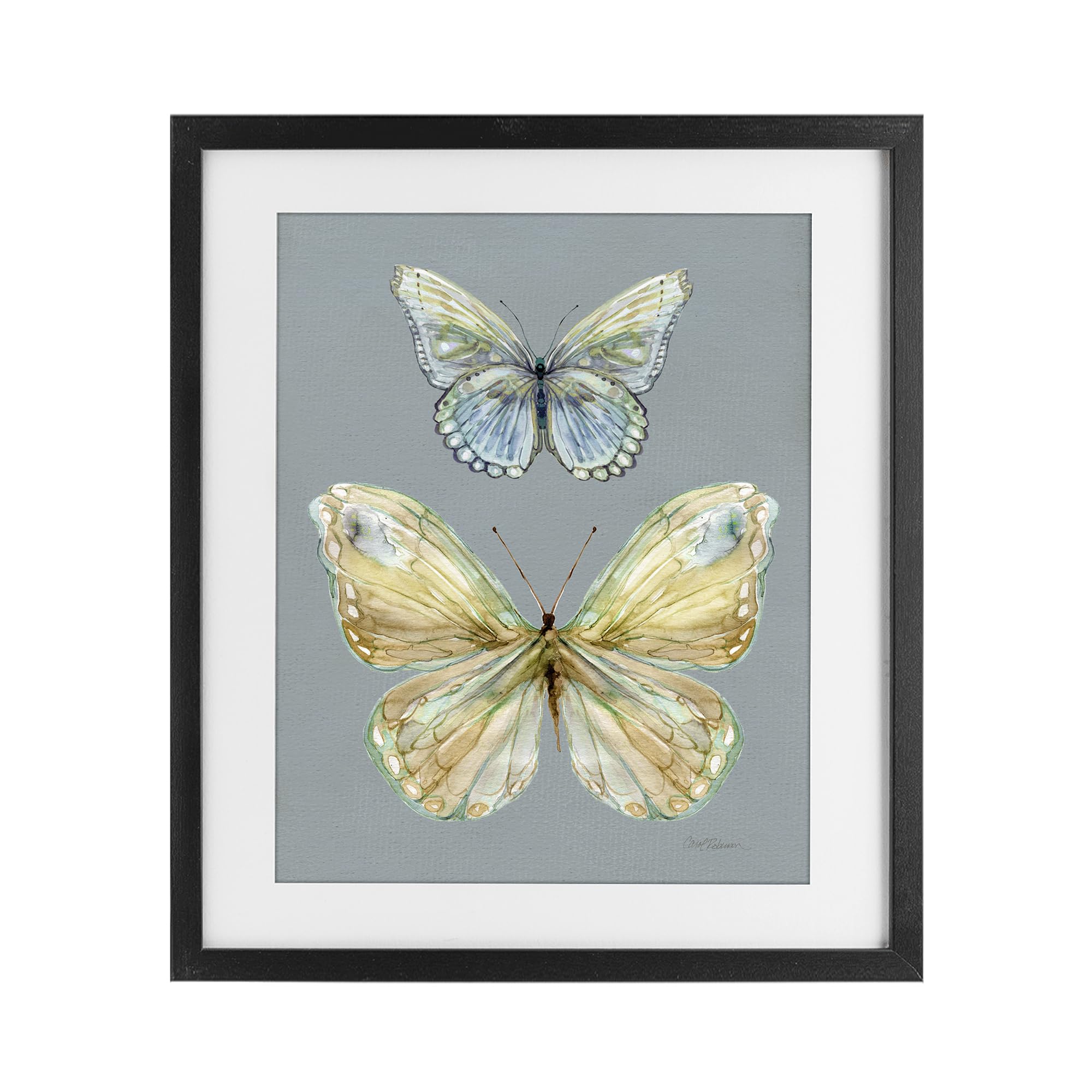 Stupell Industries Midnight Black (Textured) 'Delicate Butterflies On Slate'| Framed Print Under Glass