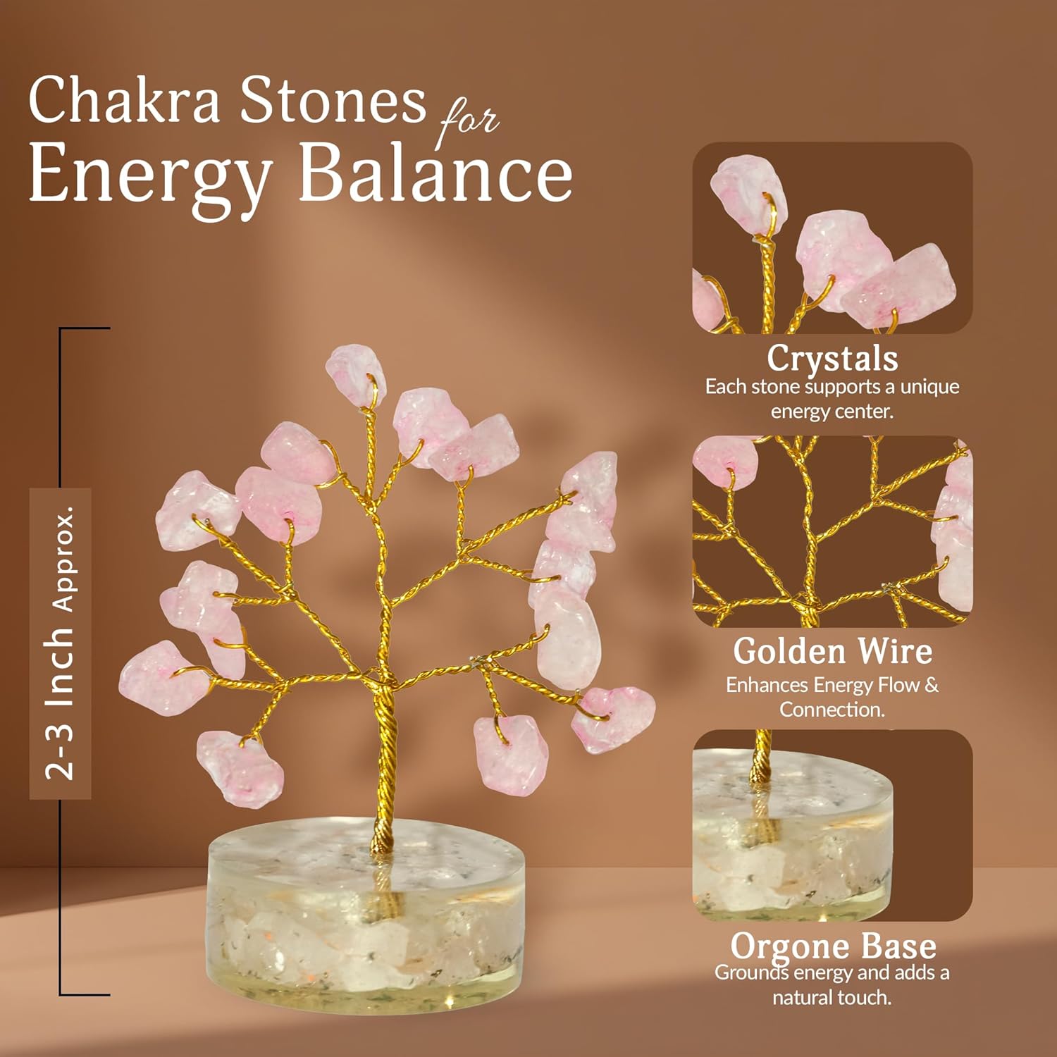 YATSKIA Orgone Chakra Tree of Life Crystal Tree, Crystal Gifts for Women, Healing Crystals Unique Home Decor, Birthday Gifts for Mom, Spiritual Decor, Good Luck Gift (Set of 12 Orgone Base Trees) Orgone Slec Base Tree