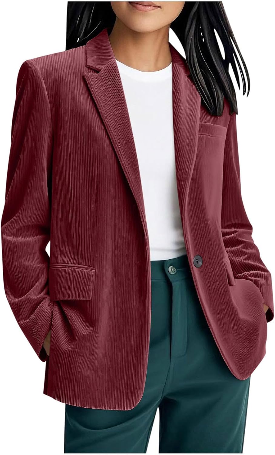 Women Corduroy Blazer Fashion Dressy Long Sleeve Work Office Suit Jackets Blazers Business Casual Outfits