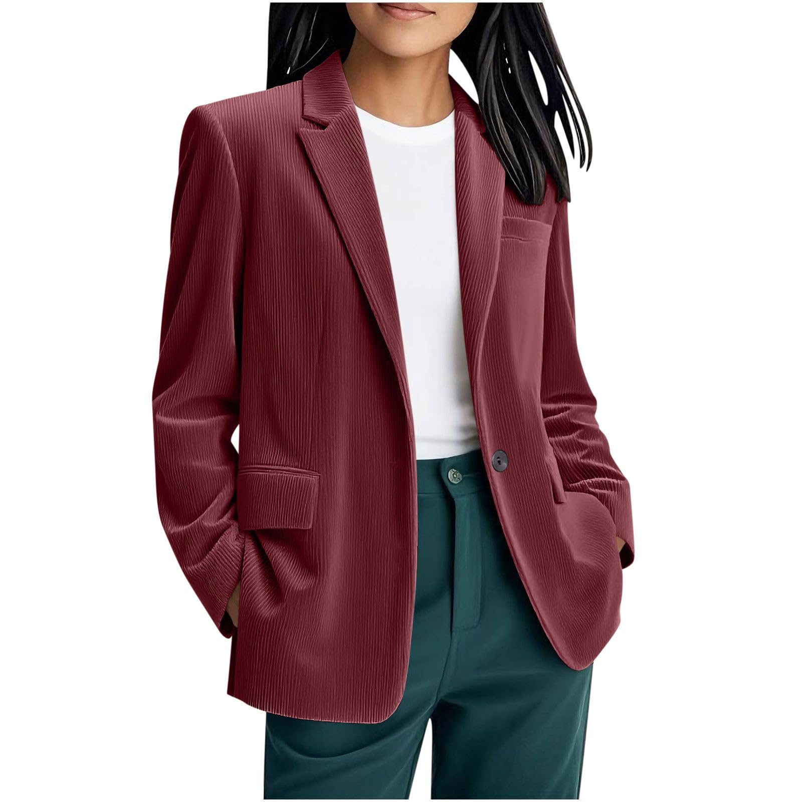 Women Corduroy Blazer Fashion Dressy Long Sleeve Work Office Suit Jackets Blazers Business Casual Outfits