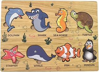 Vastate Seawater Animal Wooden Puzzle, Educational Learning Board for Kids Fun and Interactive Ocean-Themed Puzzle Set, Pe Price In India