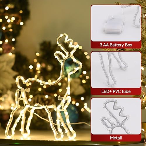 Miniatura 4 de Dailyart Decoración de reno iluminado de 9.4 pulgadas, adornos de ciervo blanco cálido, decoración de Navidad, decoración del hogar para mesas,