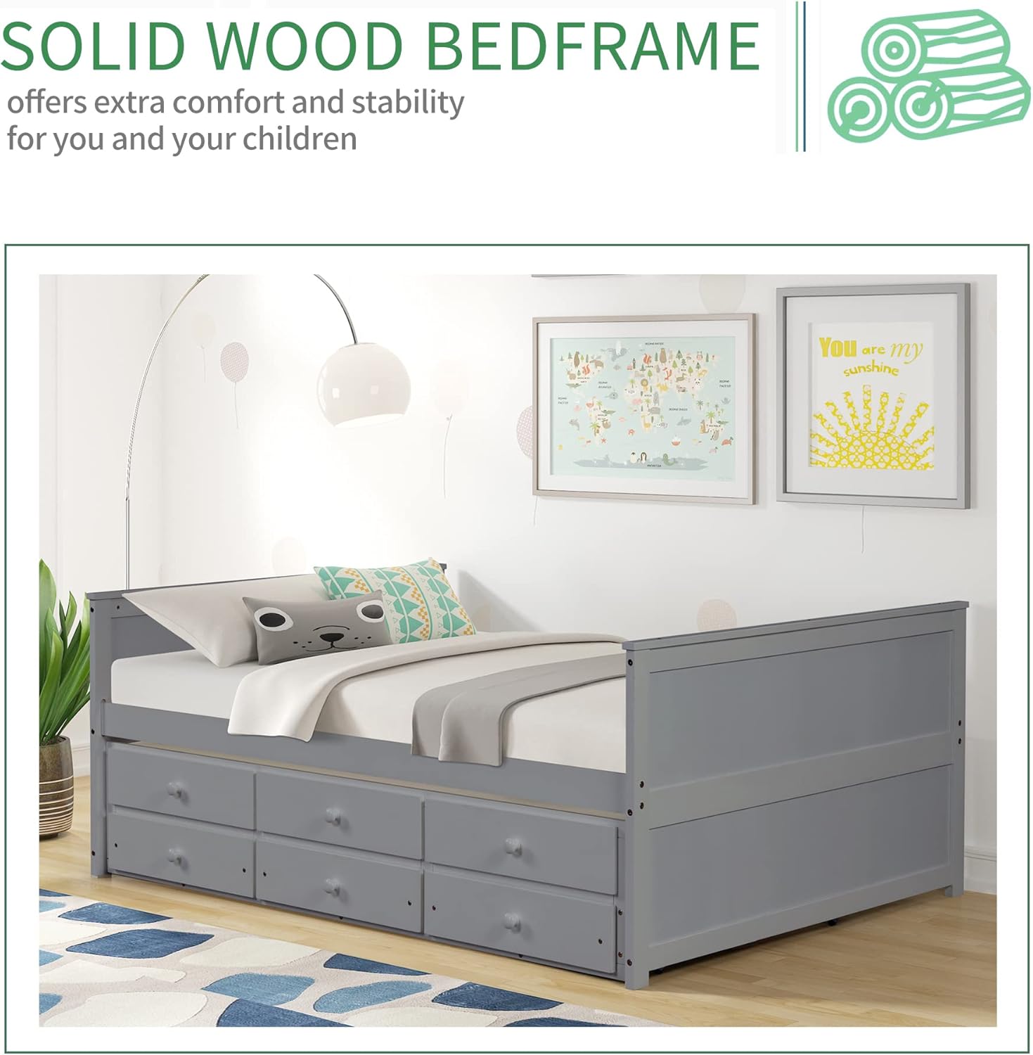 Buy Rophefx Full Size Captain Bed with Trundle Bed Frame Wood Daybed