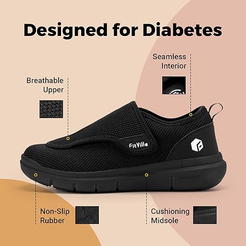 Miniatura 2 de FitVille Zapatos para diabéticos para mujer, zapatos ortopédicos sin cordones para pies hinchados, alivio del dolor de pies, EasyTop Wings V2