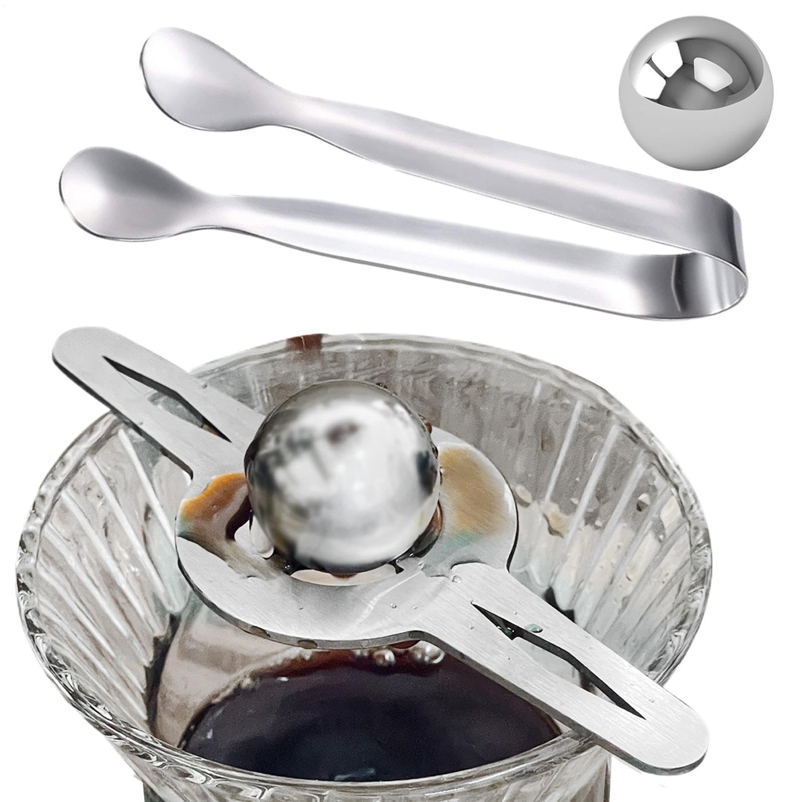 Bola de acero para café y cócteles de 2,12 pulgadas, pack de 4 bolas de enfriamiento expreso