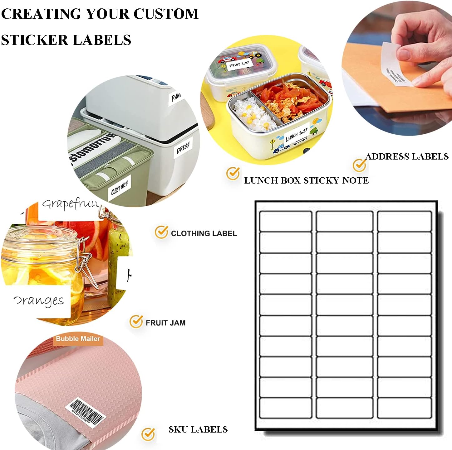 100 Sheets 30 UP 1" x2-5/8 Shipping Labels 3000 Pcs FBA Label Stickers for Laser/Inkjet Printers, White Blank Sticker Name Tags, 30 Per Page - Image 4