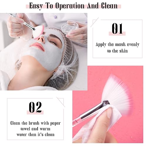 Miniatura 32 de Nuenen 12 cepillos faciales suaves para abanicos, aplicadores de ácido para barro, crema, rubor, maquillaje, cáscara, glicólico, multiuso