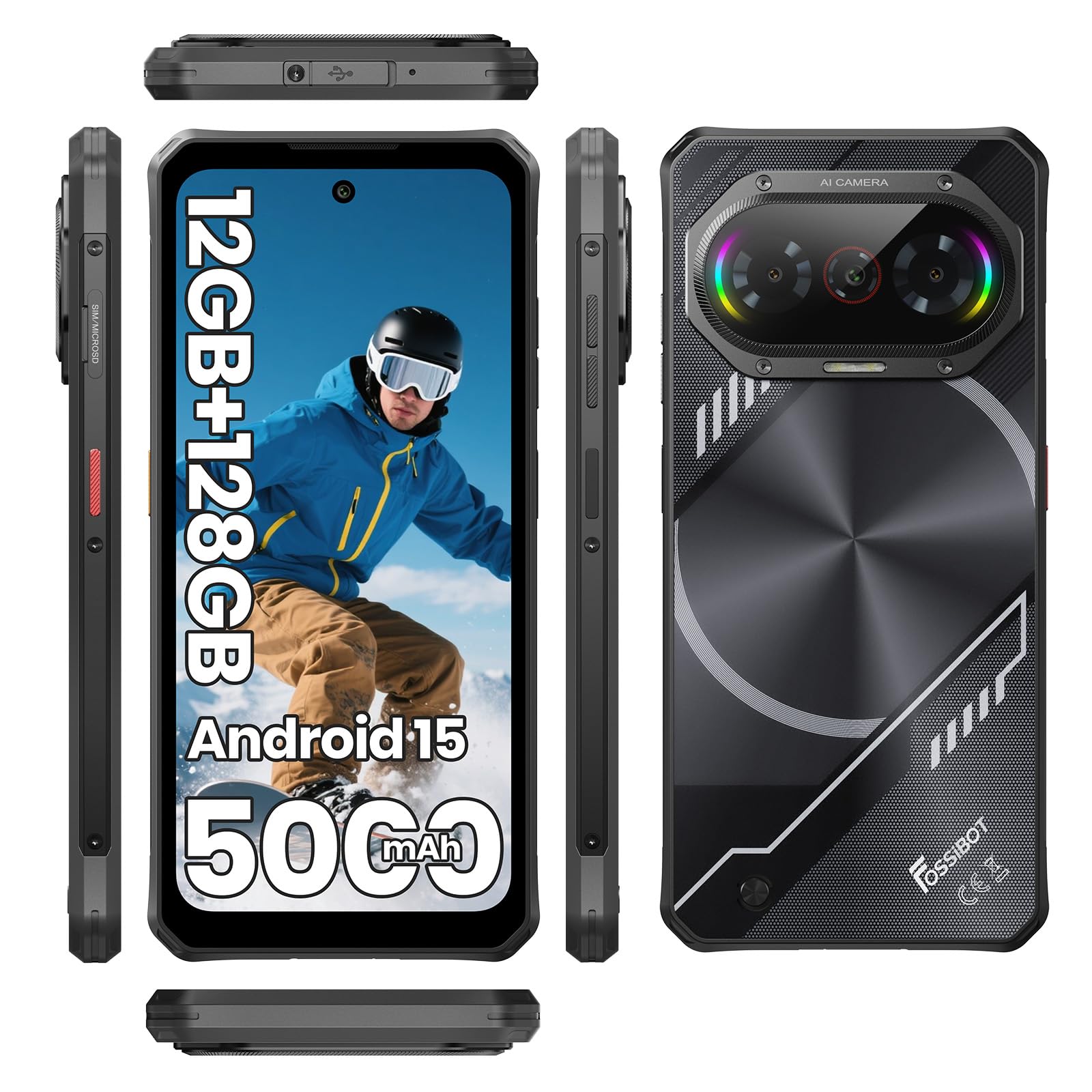 Amazon.com: FOSSIBOT F114 Rugged Smartphone Unlocked, 16GB+128GB