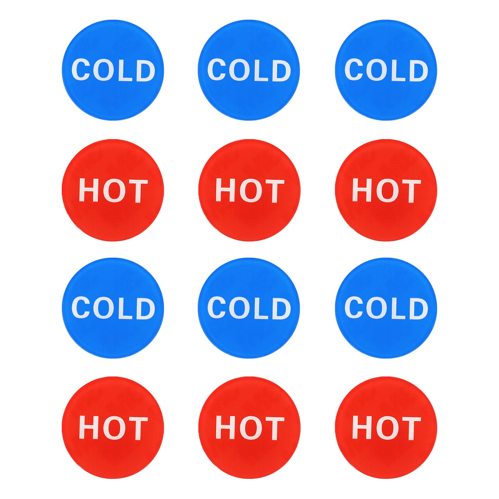 PATIKIL Self Stick Hot/Cold Water Label, 6 works/12 Pack Acrylic Round Shape Sticker Signs for Faucets Sinks Red/Blue