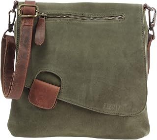 Umhängetasche für Damen Crossbag Veloursleder Echtleder Natur Damentasche Schultertasche Ledertasche Freizeittasche für Frauen Wildleder Handtasche 29x29x6cm LE3027-VL