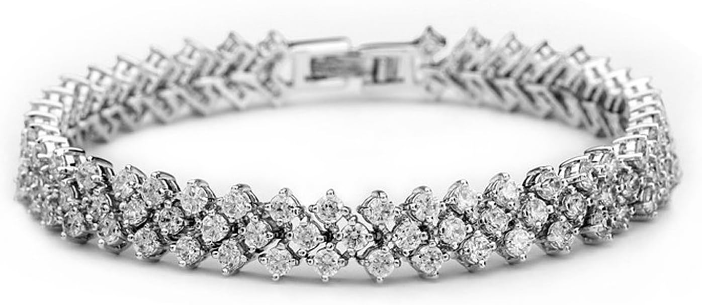 APIko Elegant Crystal Bangle Bracelet White Gold Plated Bling Bling Jwellery Romantic Gift for Women