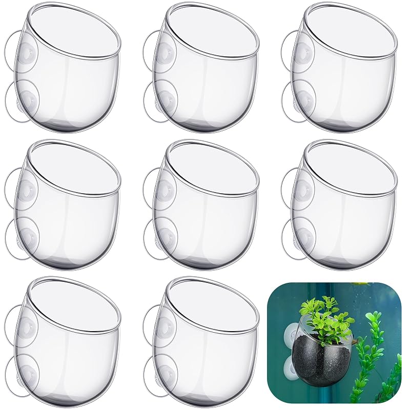 Suporte para Plantas de Aquário em Vidro Transparente Dandat com Ventosas, 8 Unidades