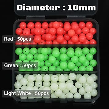 Fishing Beads 6mm 8mm 10mm Glow in The Dark Bead Round Plastic Lure Rigging Catfish Rig Freshwater Saltwater for Fishing Rigs