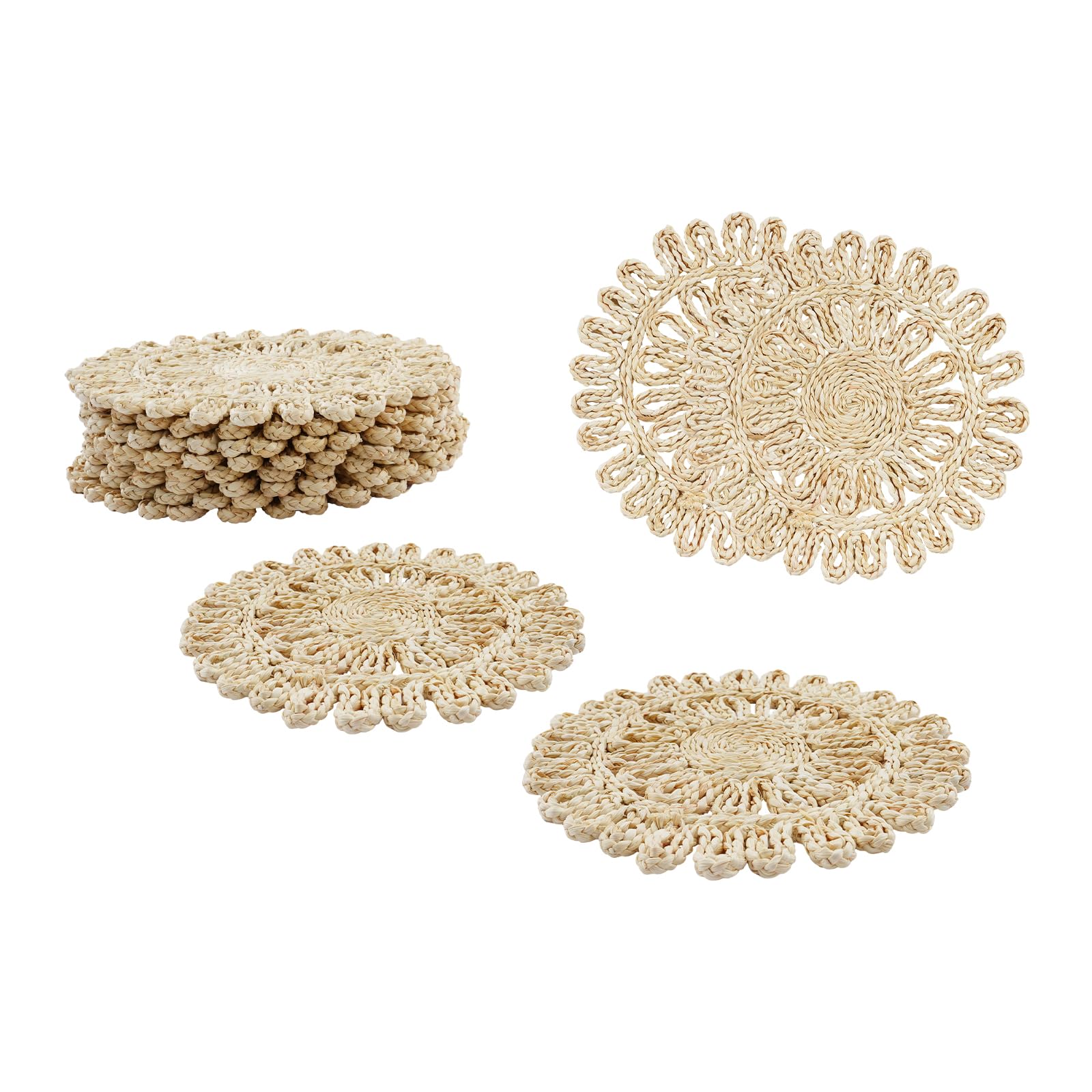 12er Set Runde Gewebte Platzsets für Esstisch & Dekoration, 30cm