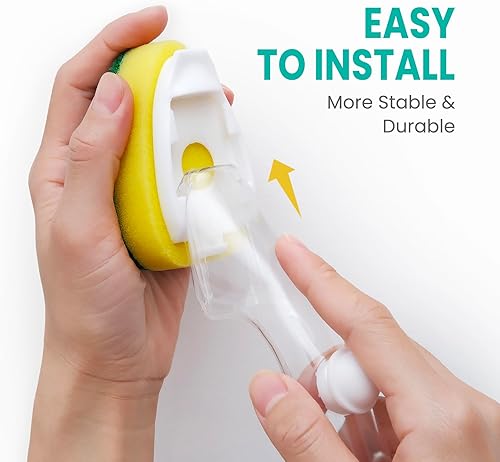 Miniatura 5 de Vajilla resistente con recambios cabezales de esponja de repuesto para varita de platos dispensador de control de jabón sin fugas con asa