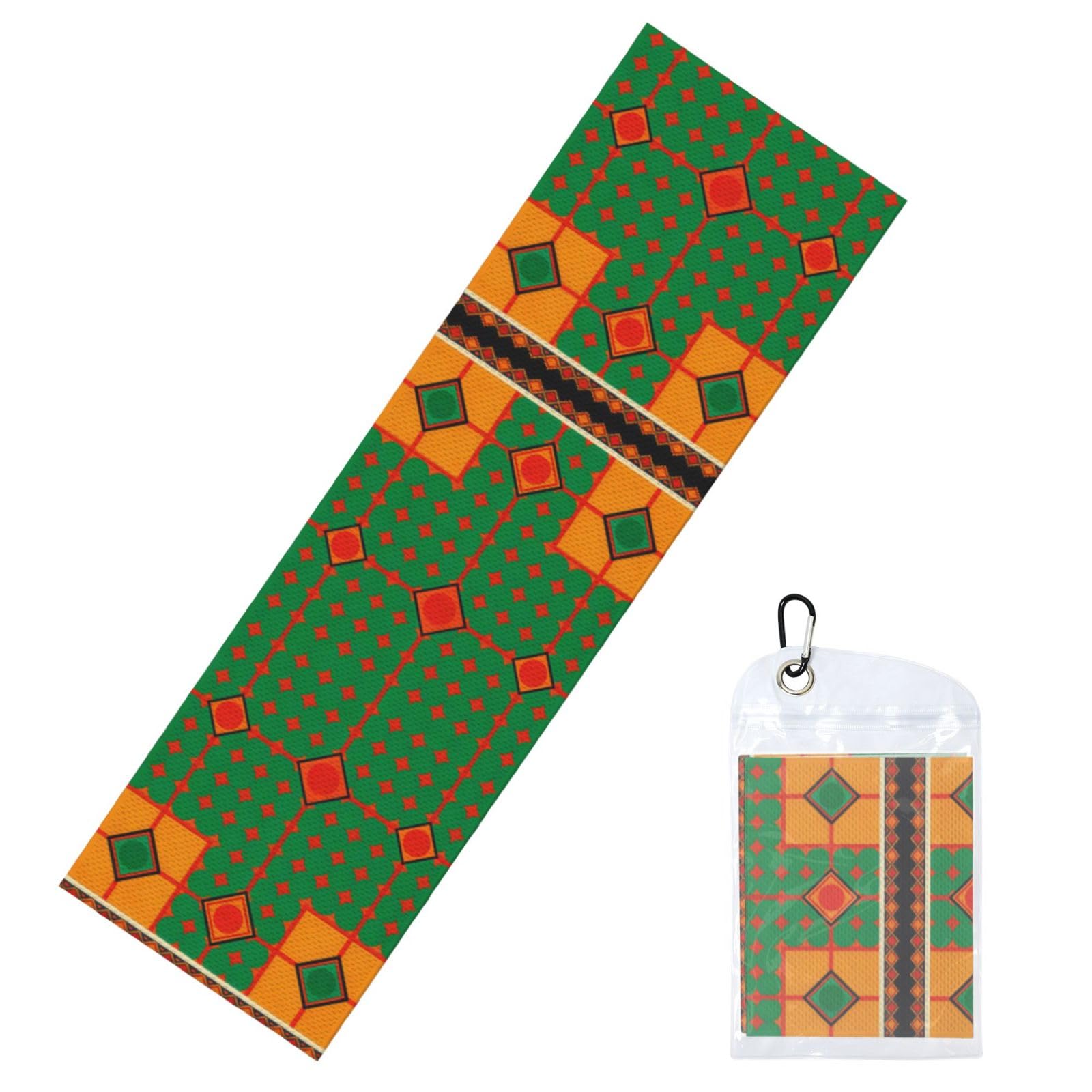 DUYIOKH Green & Orange Geometric Print Print Cooling Towel, Portable Towel for Gym Workout Golf Beach World Cup Sports Hot Weather