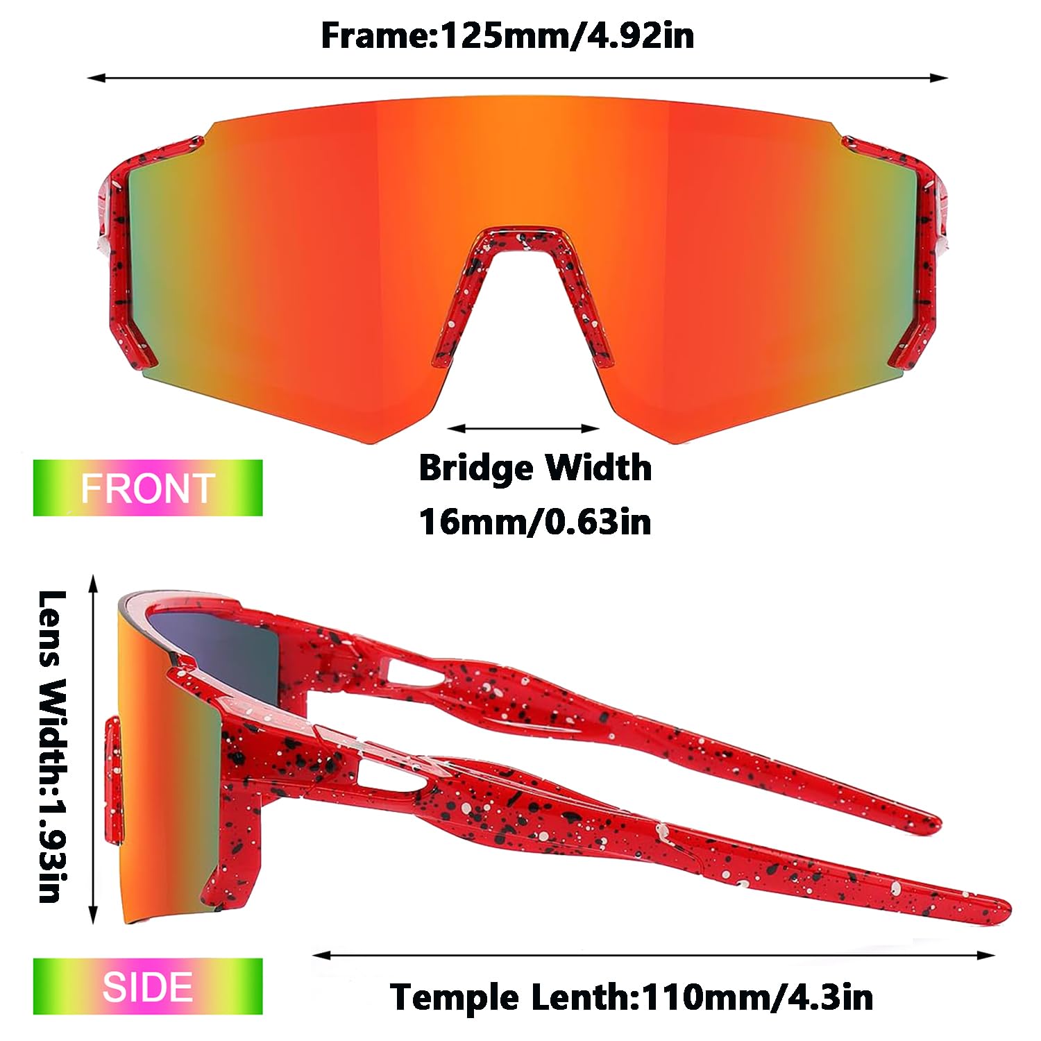 Occhiali da sole da baseball per ragazzi e ragazze, occhiali da sole sportivi UV400 da baseball, occhiali da ciclismo