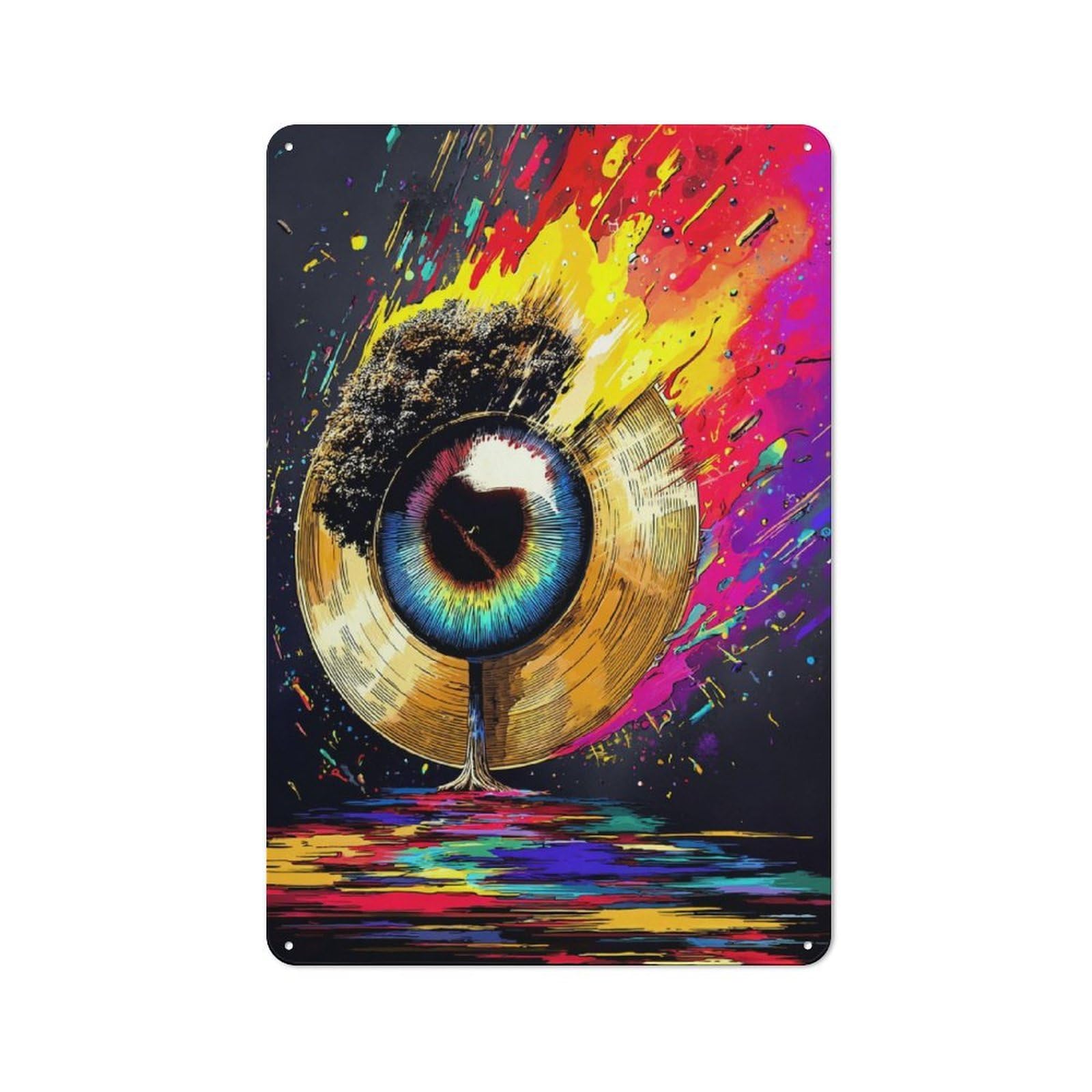 Junmoney Eye Of The Storm Vibrant Artwork Understated Decorative Metal Sign 30X20cm Featuring Study Room Decor For Workspace, Cafe, Shop Or Desk Area