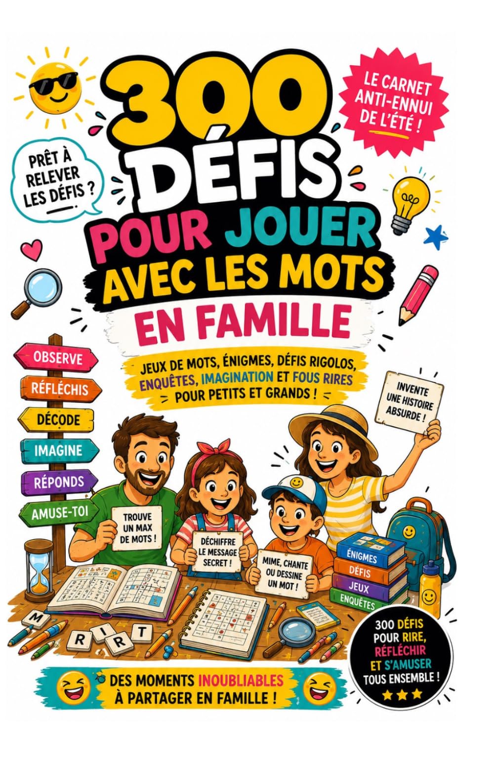 300 défis pour jouer avec les mots en famille: Le grand carnet anti-ennui rempli de jeux, défis, énigmes et fous rires à partager partout en famille