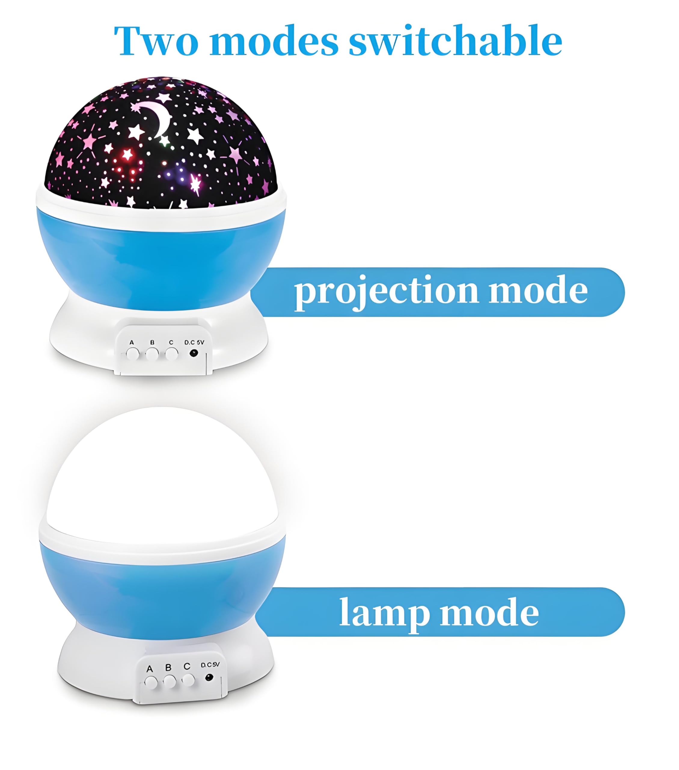 Projecteur de veilleuse, projecteur d'étoiles rotatif, lampe table lumineuse à LED, lumière rotative couleur for fêtes d'enfants et jouets for enfants (bleu)(2 Pack of Pink)
