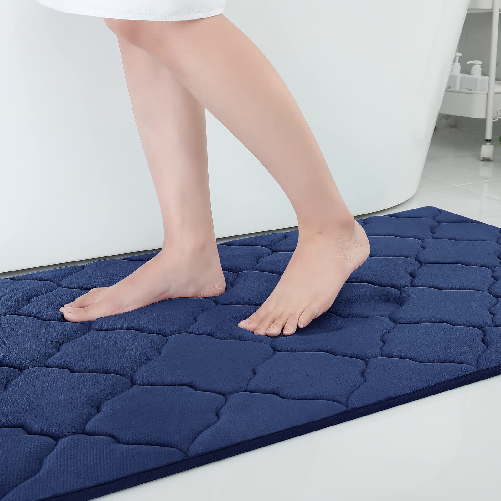 OLANLY Memory Foam Bath Mat Rug 47x32, Ultra Soft and Absorbent Bathroom Rugs, Non-Slip, Comfortable, Machine Washable Bath Carpet for Bathroom Floor,